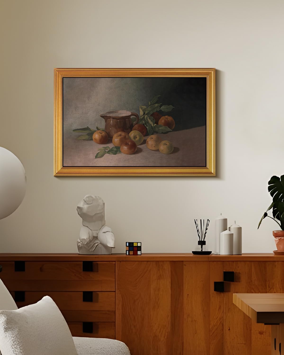 HUARCEY Gold Framed Vintage Wall Art for Living Room Harvest Apples Still Life Oil Painting Large