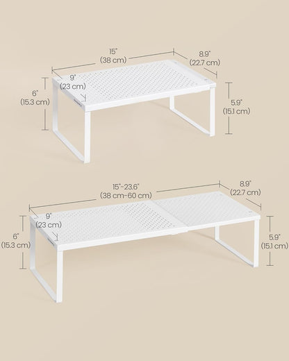 SONGMICS Spice Rack, Expandable Kitchen Countertop Shelf, Small Cupboard Organizer, Metal