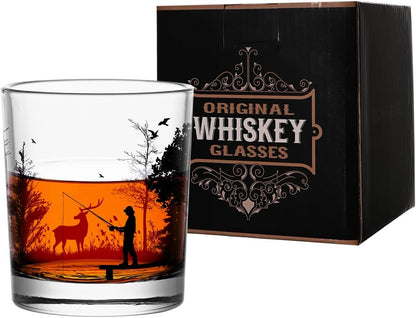 Old Fashioned Whiskey Glasses, Stemless Wine Glasses with Gift Box, 10Oz Rocks Glass for Scotch