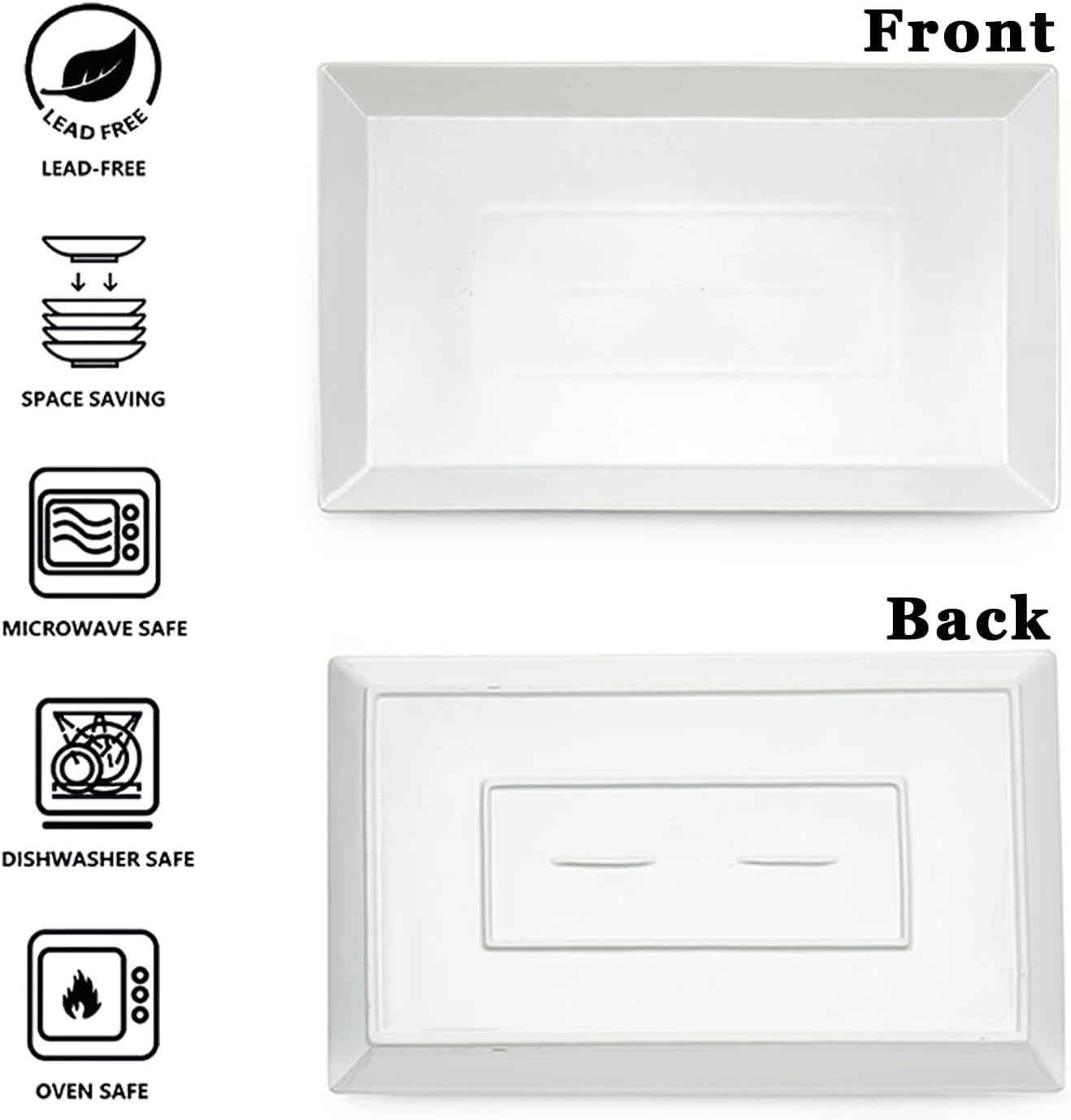 MIECOO Large Serving Platter, 18.5" x 11.5" White Serving Tray, Rectangular Porcelain Plate for