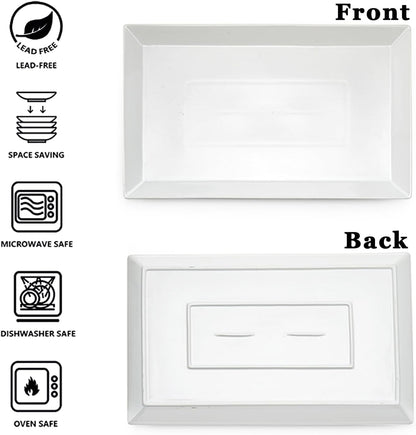 MIECOO Large Serving Platter, 18.5" x 11.5" White Serving Tray, Rectangular Porcelain Plate for