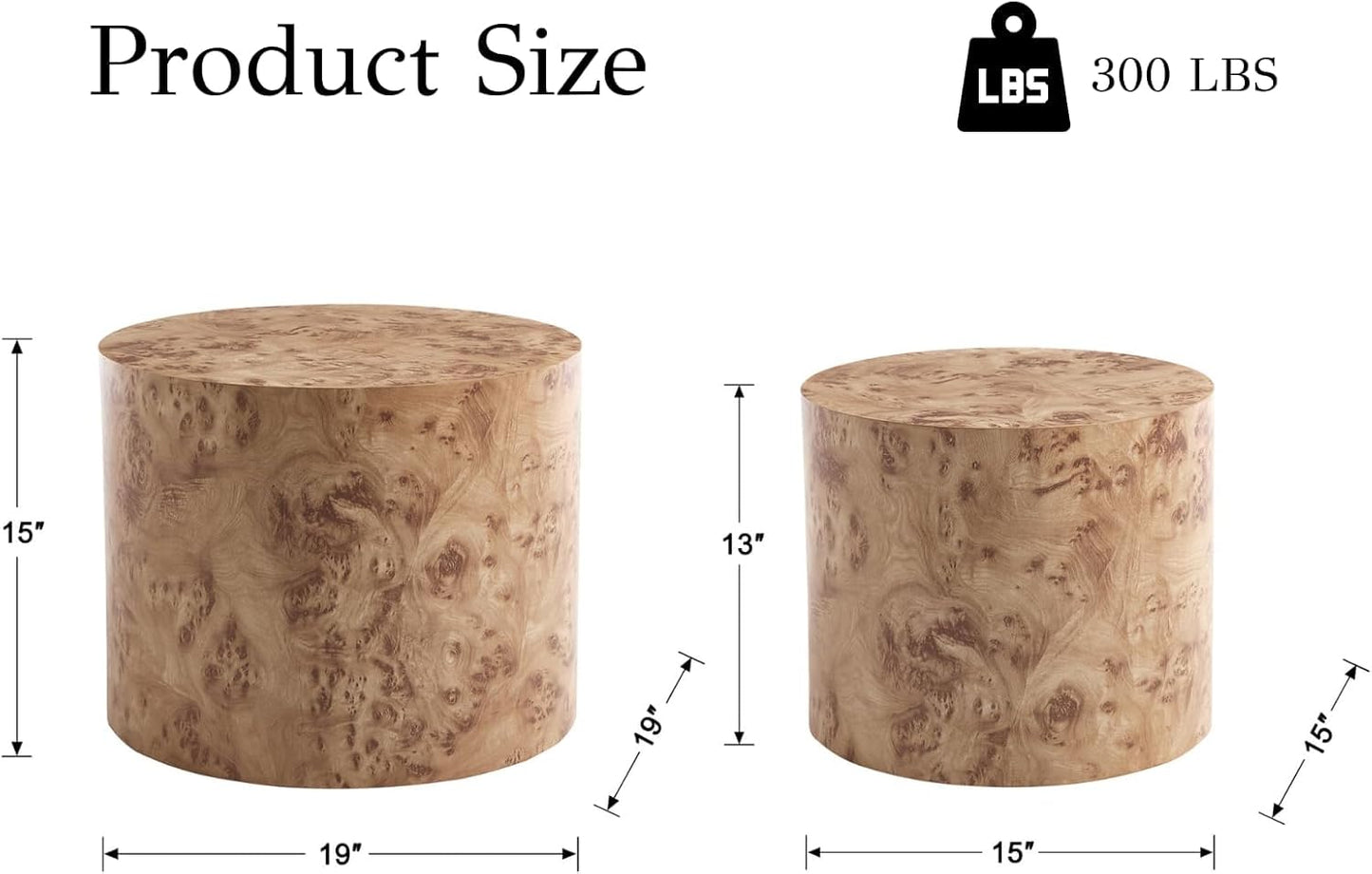 EALSON Nesting Coffee Tables Set of 2 Farmhouse Small Round End Tables Modern Wood Circle Side