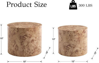EALSON Nesting Coffee Tables Set of 2 Farmhouse Small Round End Tables Modern Wood Circle Side