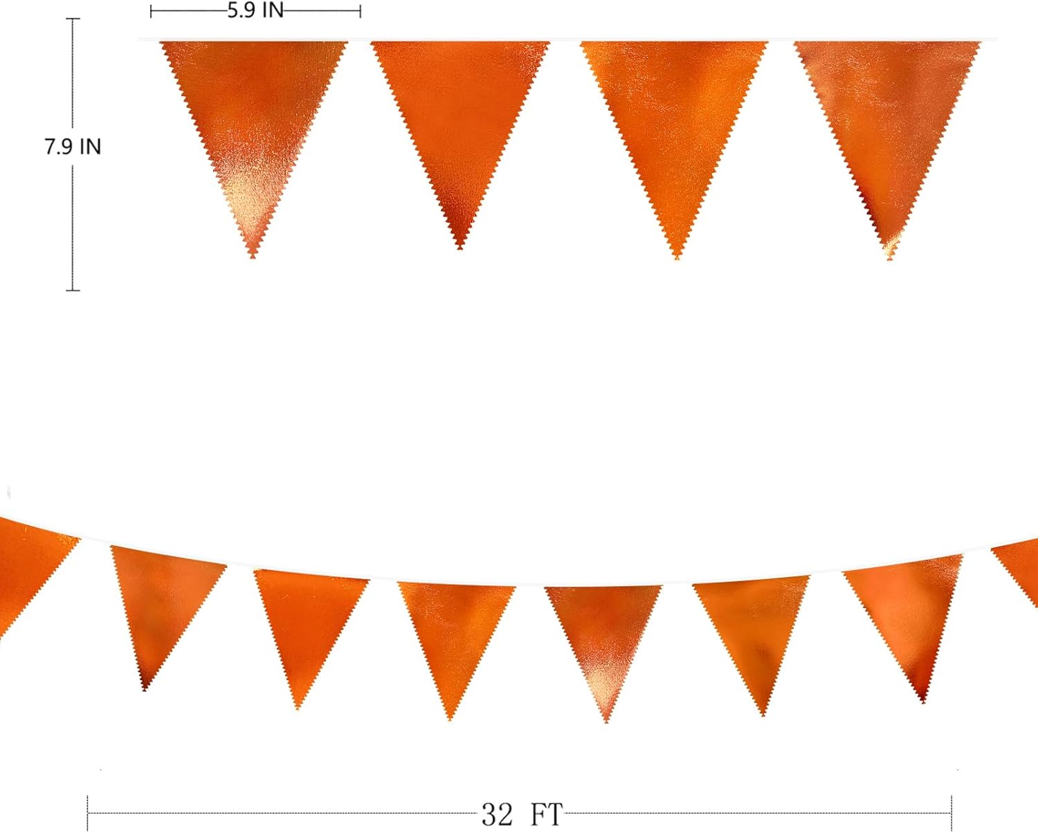 Orange Party Decorations Metallic Fabric Triangle Pennant Banner Flag Bunting Garland for Fall