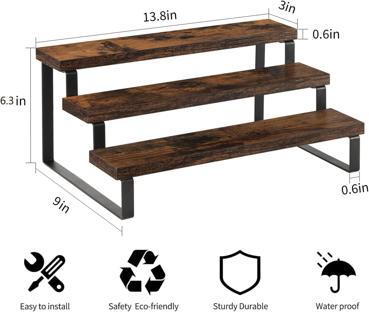 YINMIT Wooden Display Riser Stand, Tiered Perfume and Cologne Organizer Stand, 3 Tier Spice Rack