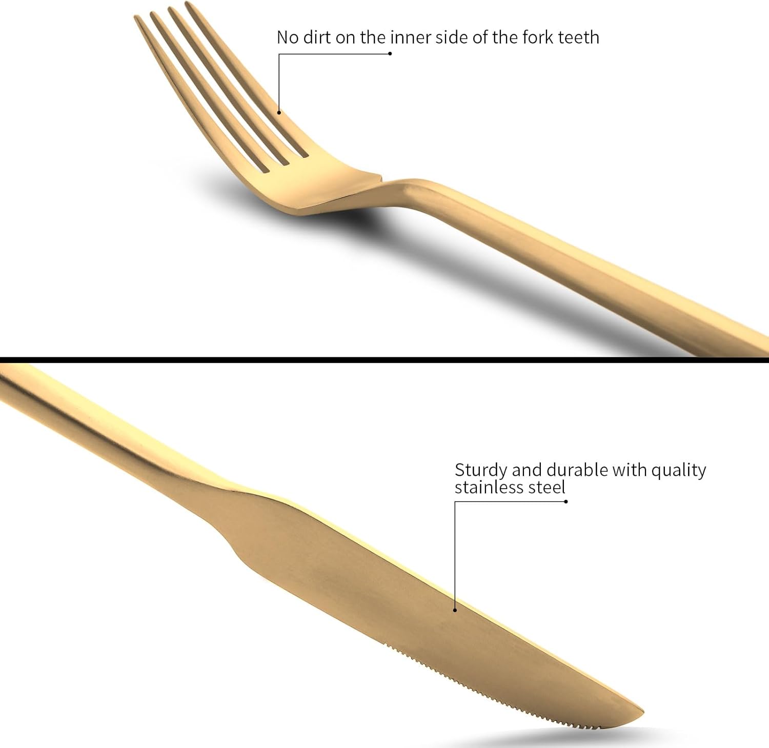 60-Piece Matte Gold Silverware Set, Hand Forged Utensil, Stainless Steel Flatware Set, Hexagon