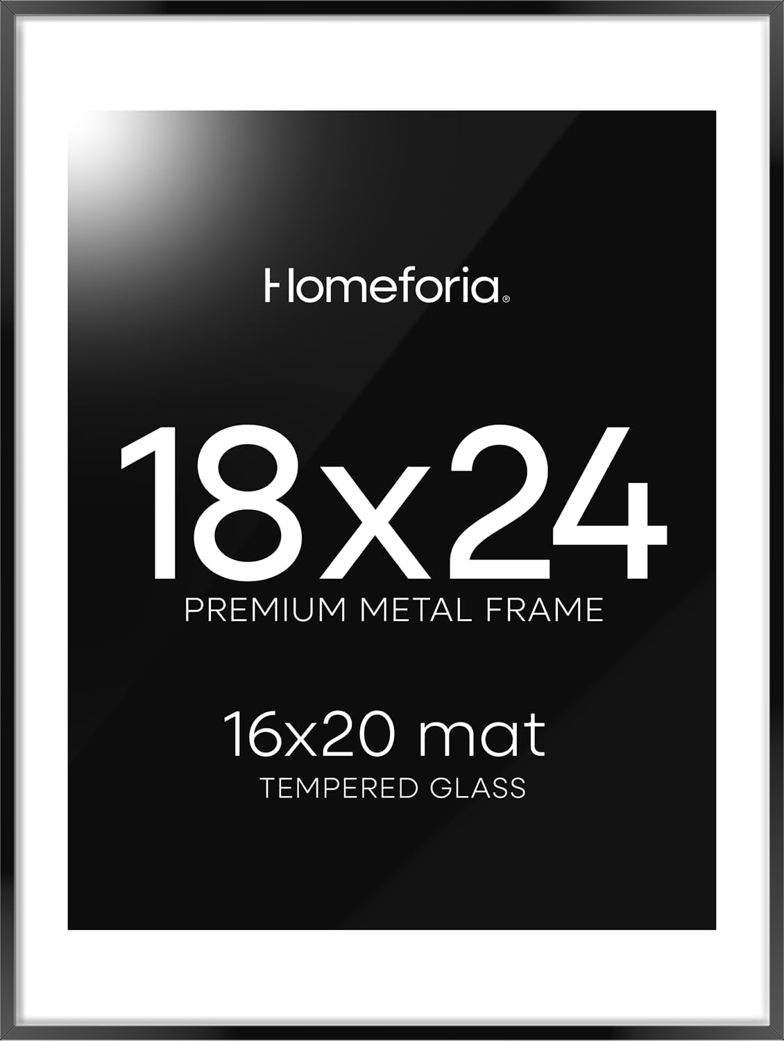 Homeforia 18x24 Poster Frame Black, High End Metal 18 x 24 Picture Frames with Mat 16 by 20 inch
