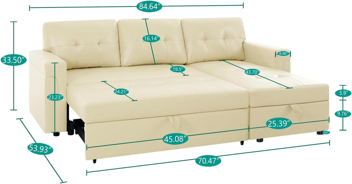 Naomi Home Transform Any Space: Sleeper Sectional Sofa with Convertible Sofa Bed & Inviting Chaise.