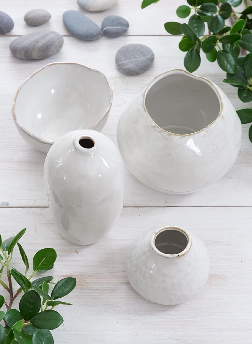 Serene Spaces Living Glazed Ceramic Fishbowl Vase- Centerpiece for Vintage Weddings, Events
