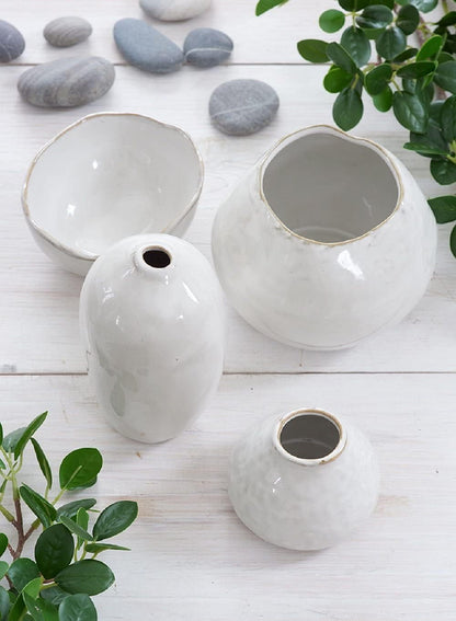 Serene Spaces Living Glazed Ceramic Fishbowl Vase- Centerpiece for Vintage Weddings, Events
