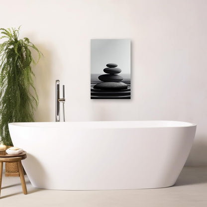 DOARTDO Zen Stone Canvas Wall Art Black and White Spa Stones Picture Print Modern Meditation Spirit