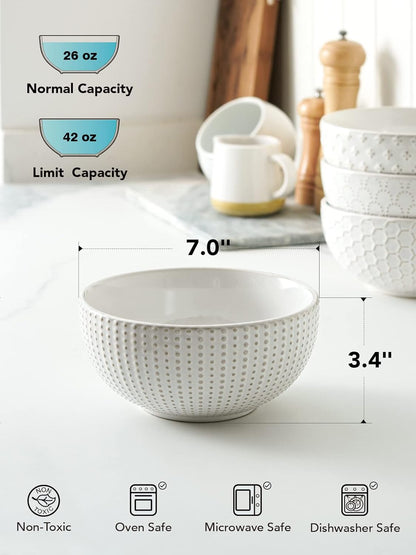 LE TAUCI Large Soup Bowl 42 OZ, Ceramic Kitchen Bowl Set for Soup, Pho, Chip, Pasta, Fruits, Salad