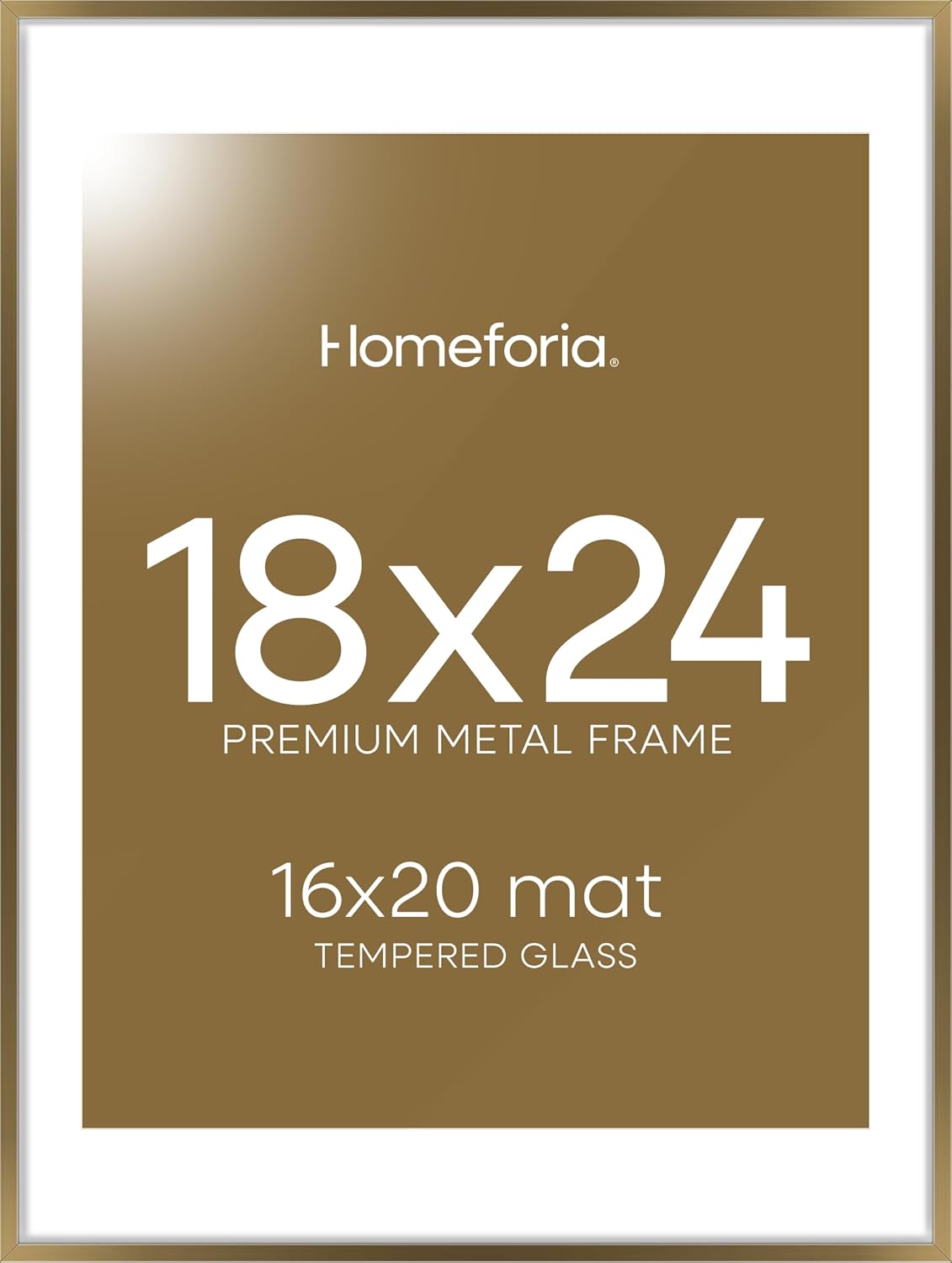 Homeforia Picture 18x24 Bronze Frame, High End Metal 18x24 Brass Poster Frames with Mat 16x20 for