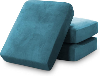 PrinceDeco Couch Cushion Covers, Stretch Washable Sofa Cushion Cover, Fitted Sofa Slipcover Velvet