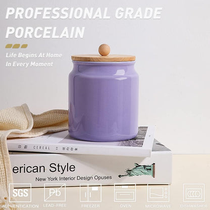 Sweejar Ceramic Kitchen Canisters, 28 FLOZ Porcelain Food Storage Jar with Airtight Seal Wooden