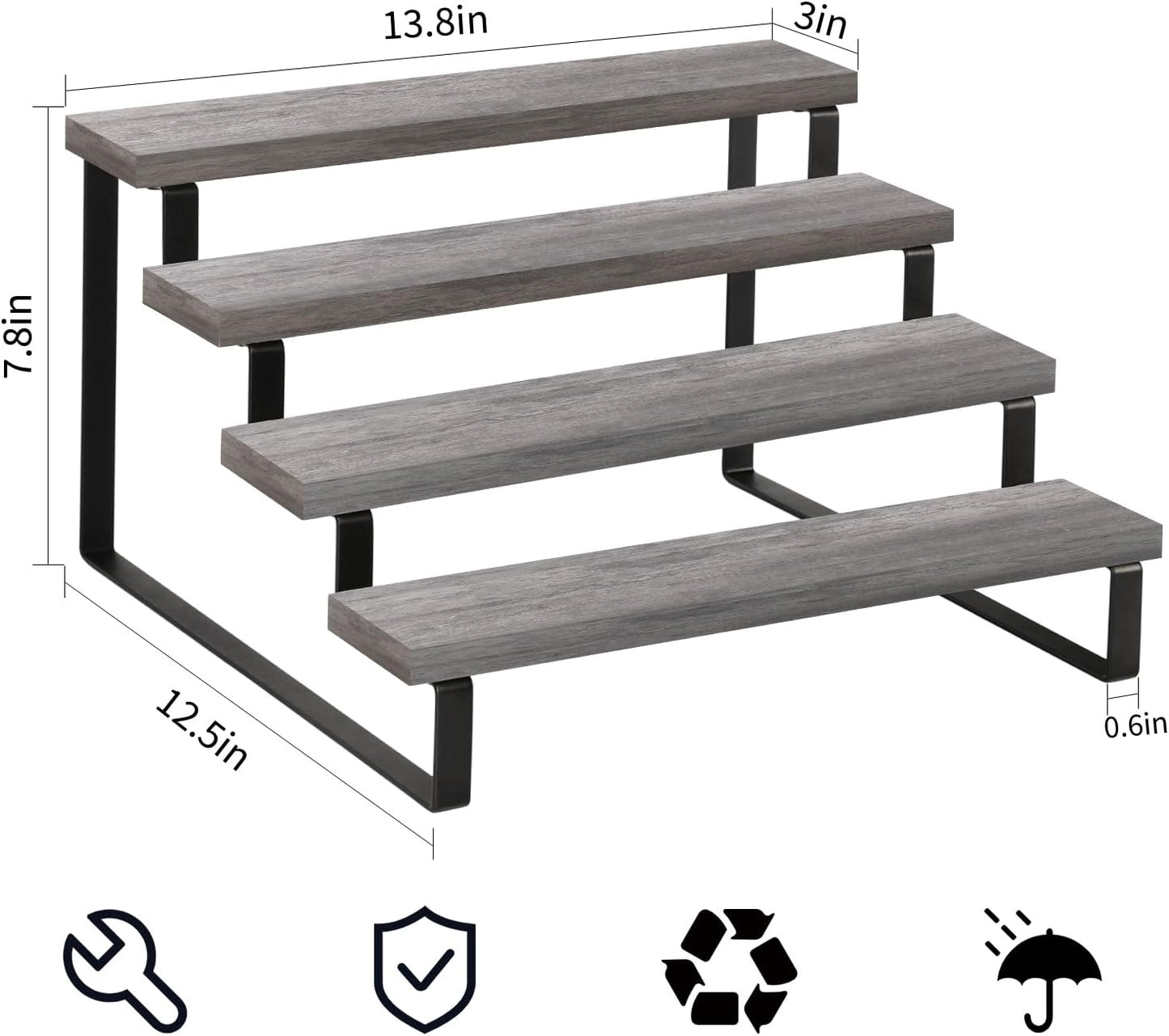 YINMIT Wooden Display Riser Stand, Tiered Perfume and Cologne Organizer Stand, 4 Tier Spice Rack