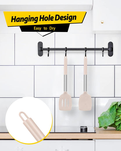 Pack of 2 Silicone Solid Turner, Non Stick Slotted Kitchen Spatulas, High Heat Resistant BPA Free