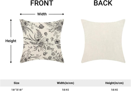 CXMEIFLY Spring Floral Leaves Pillow Covers 18 x 18 Inch Set of 2 for Chinoiserie Flowers Decor