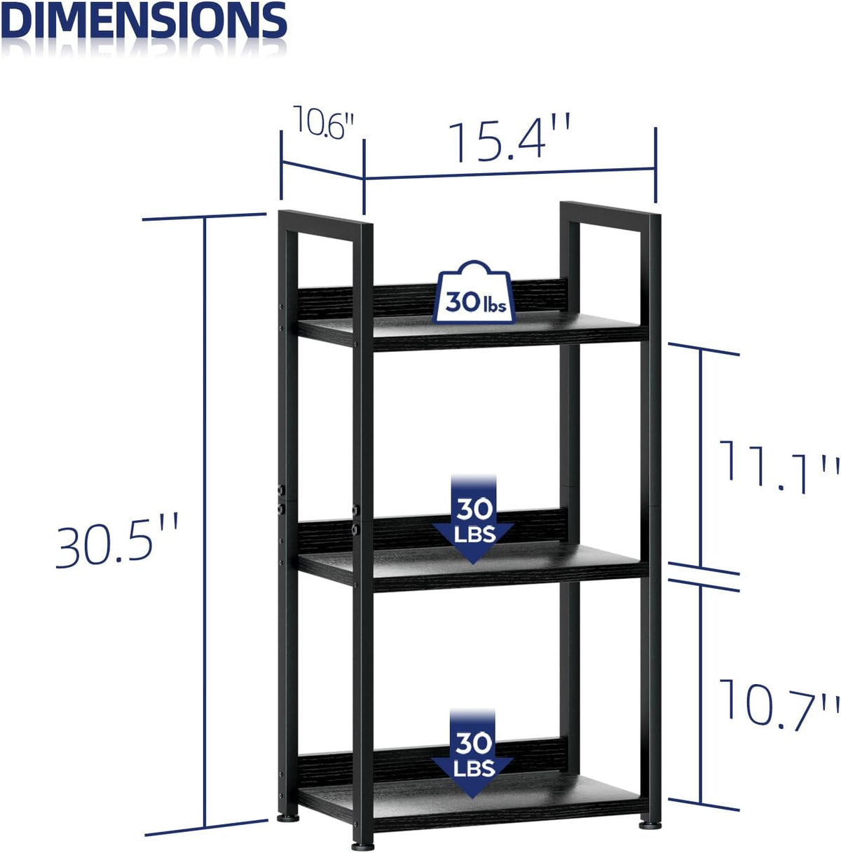 NUMENN Narrow Bookshelf, 3 Tier Bookshelves, Home Office Bookcase Shelf Storage Organizer, Free