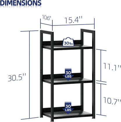 NUMENN Narrow Bookshelf, 3 Tier Bookshelves, Home Office Bookcase Shelf Storage Organizer, Free