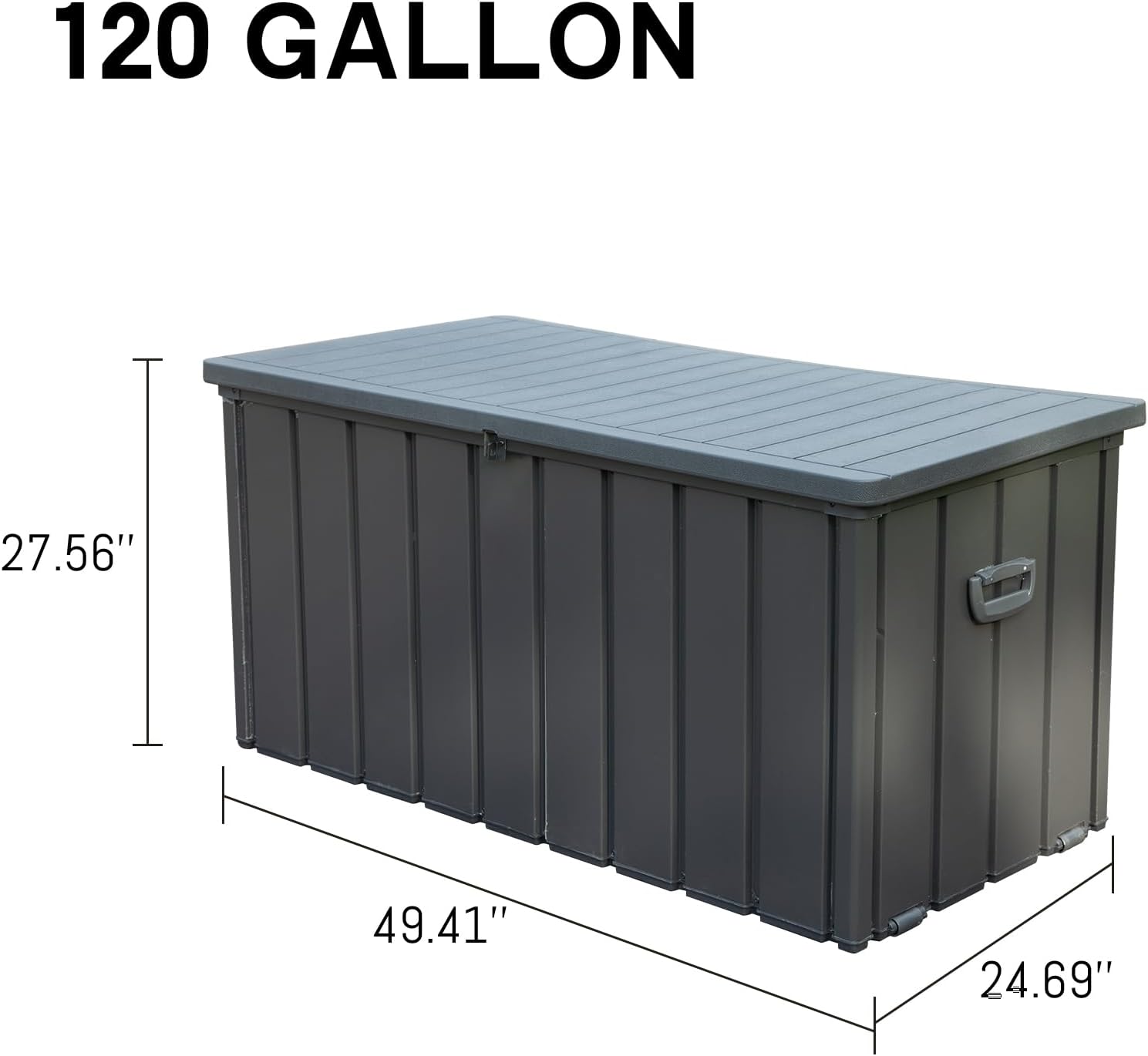 Domi 120 Gallon Deck Box, Patio Storage Box with Resin Lid, Steel Tool Waterproof Outdoor Storage
