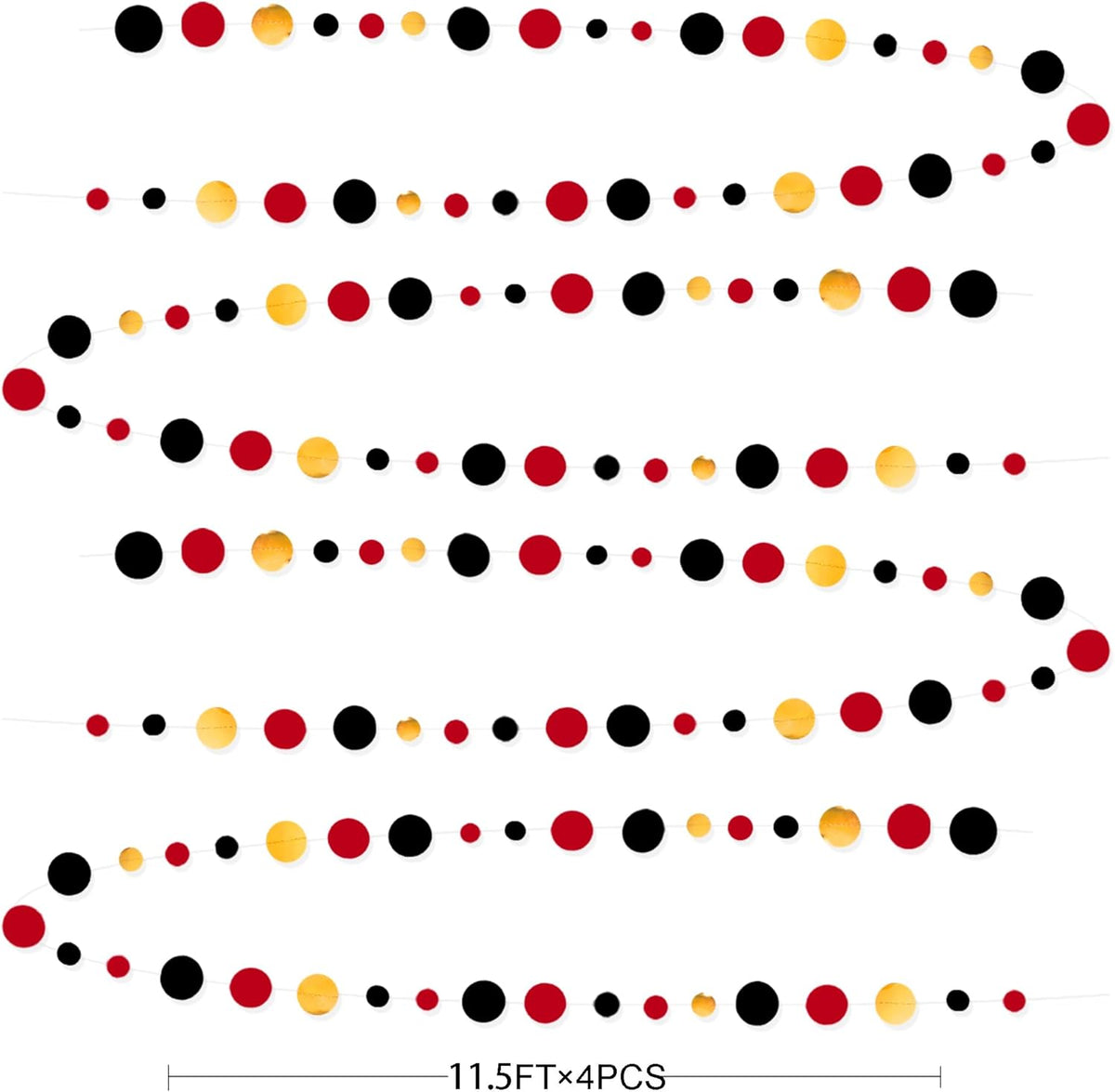 Gold Black Red Party Decorations Circle Dots Streamer Hanging Paper Polka Dots Garland for
