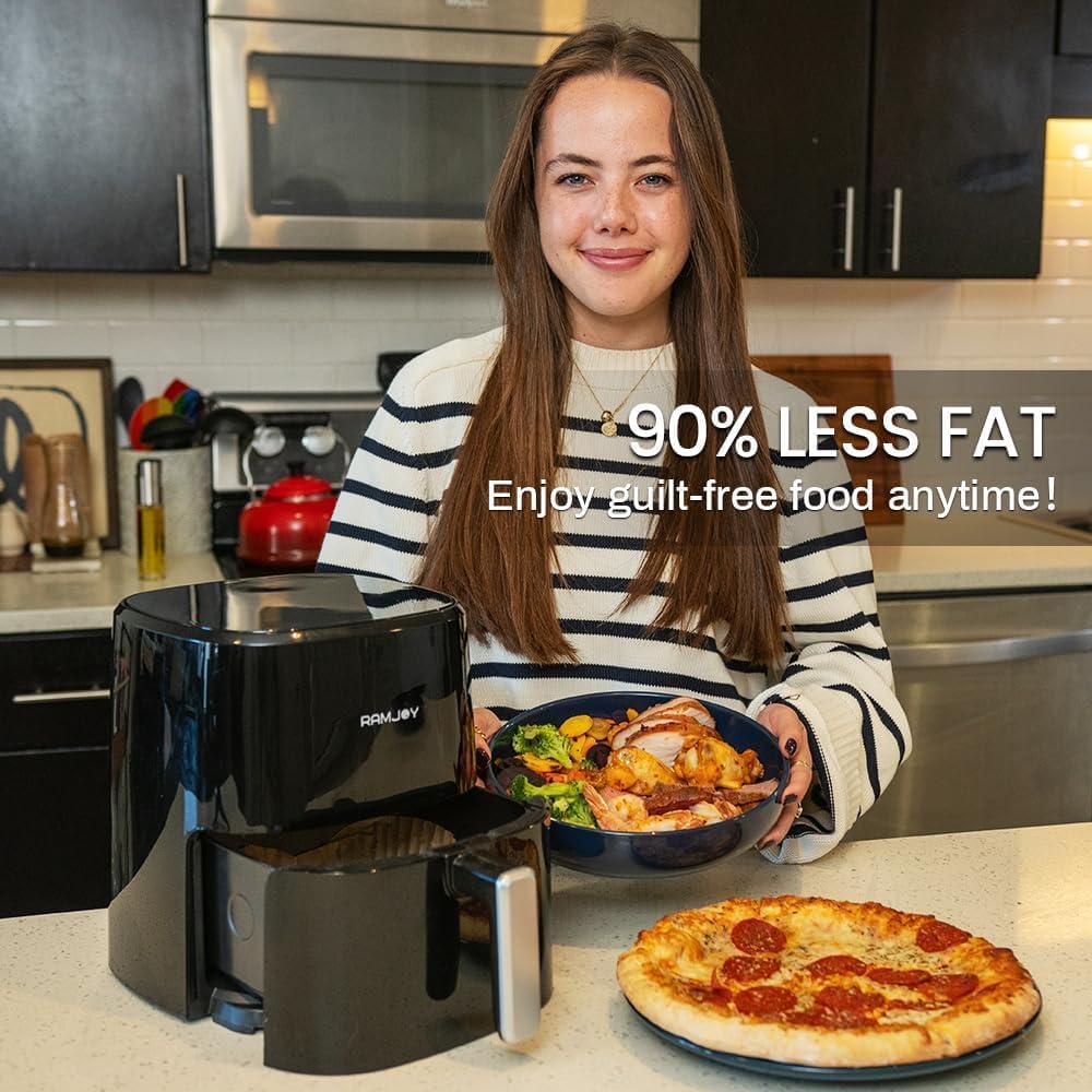 Air Fryer 3.8 Quarts for 1-2 people, 8-in-1 Functions, Air Fry, Roast, Bake, Broil, Preheat, Shake