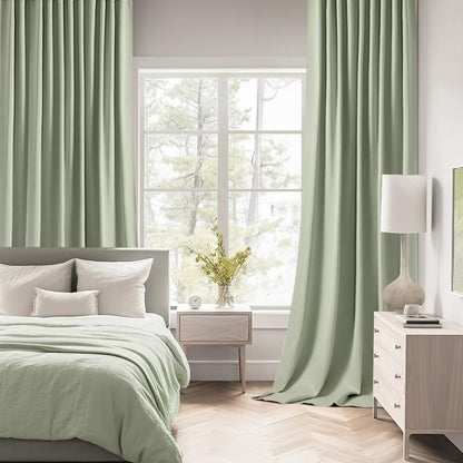 MIULEE Sage Green Back Tab Blackout Curtains 84 Inch Length 2 Panels Set for Living Room Bedroom