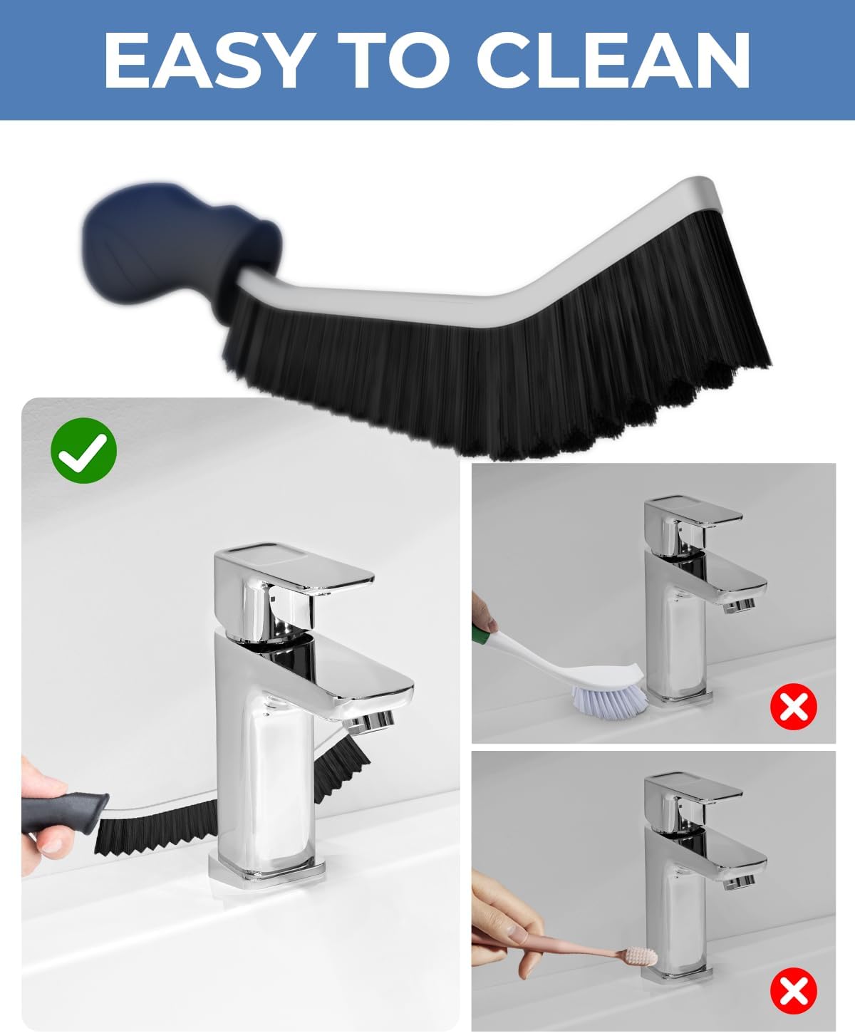 Crevice Cleaning Brushes, Cleaner Scrub Brush Tool for Hard to Reach Tight Space, Home Essentials
