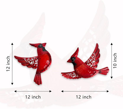 HONGLAND Metal Cardinal Wall Art 12inch Metal Birds Wall Sculpture Garden Decoration Outdoor Statue