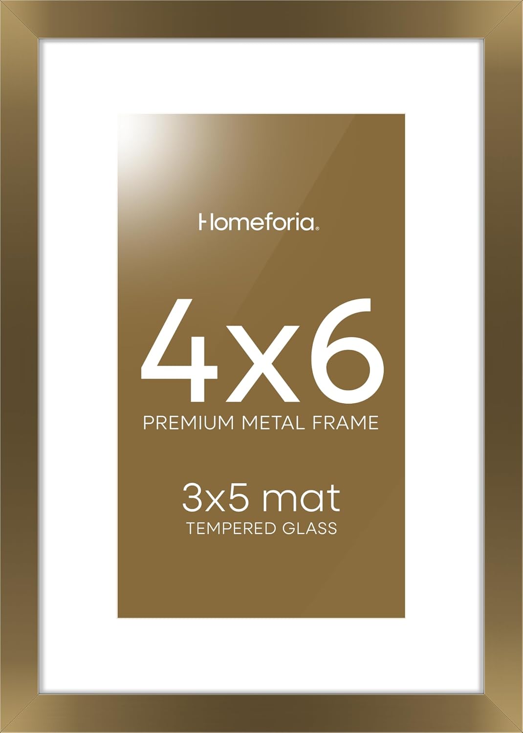 Homeforia 4x6 Picture Frame Bronze, High End Metal 4 x 6 Brass Frames with Mat 3 x 5 for Art, 4x6