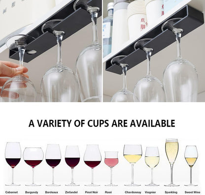 2Pack Wine Glass Holder Under Cabinet Shelf,Plastic Wine Glass Rack Stemware Drying Storage Hanger