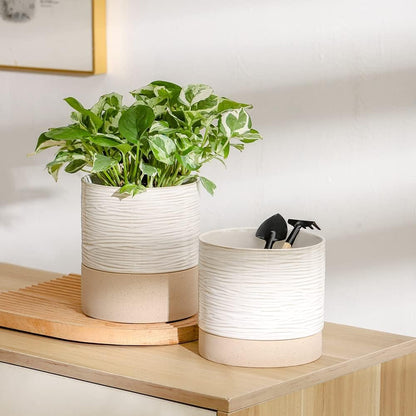 Nihow Self Watering Plant Pot: 6 Inch Ceramic Planter with Drainage Hole & Water Storage Plus for