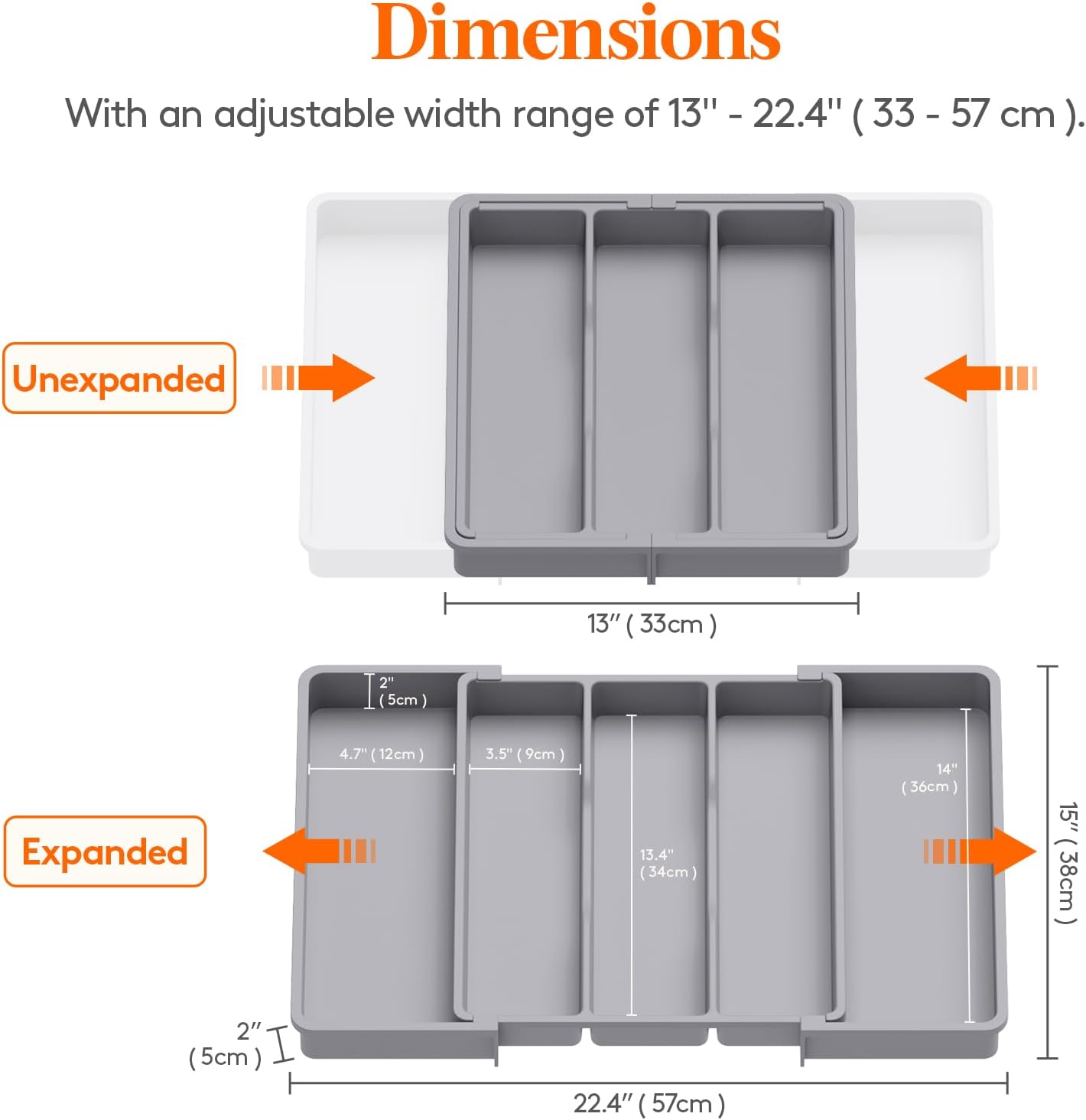 Lifewit Utensil Organizer for Kitchen Drawers, Expandable Cooking Utensil Tray, Adjustable Cutlery