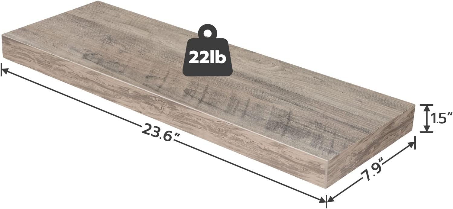 HOOBRO Floating Shelves, Wall Shelf Set of 2, 23.6 Inch Hanging Shelf with Invisible Brackets, for