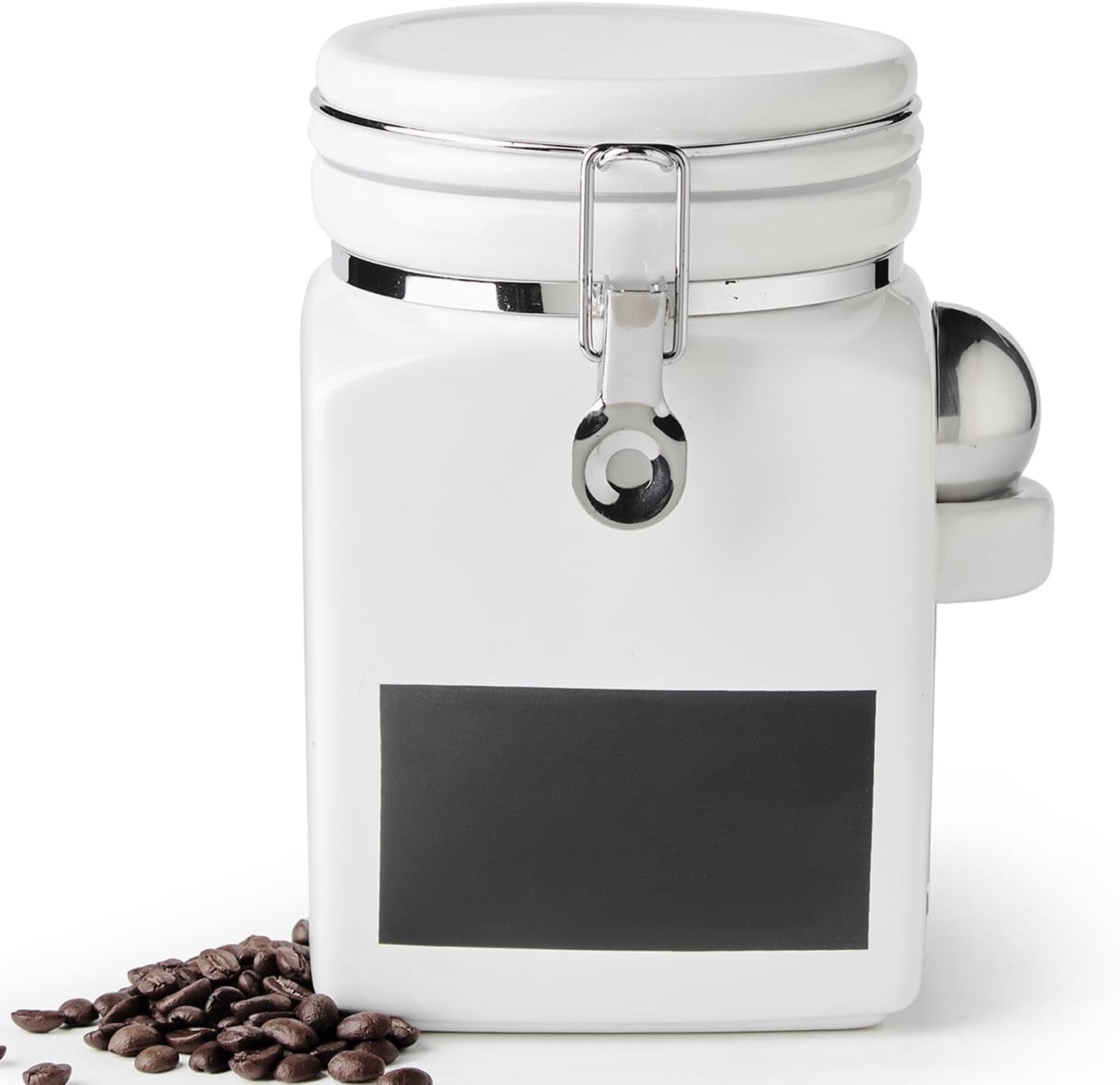 Ceramic Coffee Canister with Airtight Lid and Scoop, Large 78 Fl Oz / 2.3 L Kitchen Food Storage