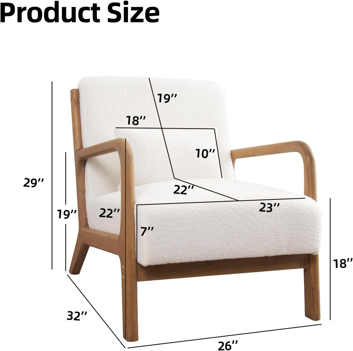 INZOY Mid Century Modern Accent Chair Set of 2, Lamb Wool Fabric Living Room Chairs with Waist