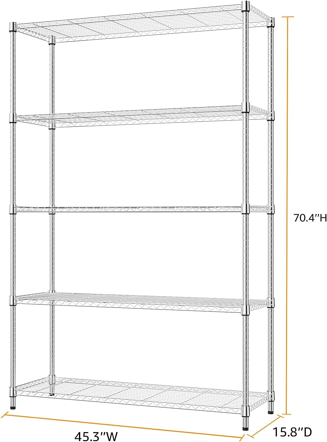 MZG 1750 lbs 5 Tier Storage Rack Metal Wire Shelving Unit, Storage Standing Household Shelf