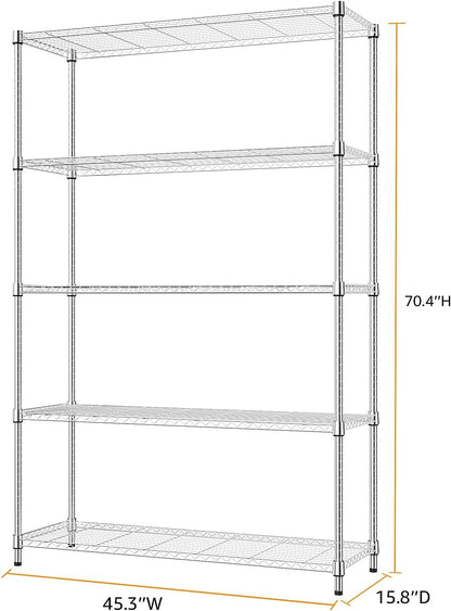 MZG 1750 lbs 5 Tier Storage Rack Metal Wire Shelving Unit, Storage Standing Household Shelf
