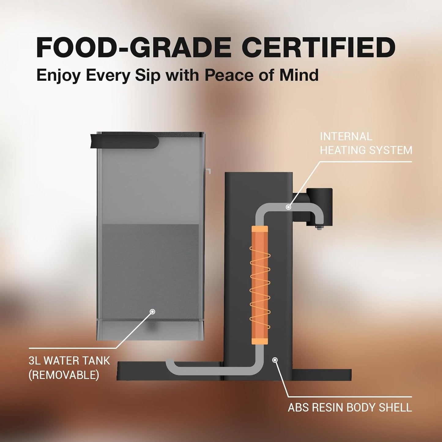 AIRHOP Instant Hot Water Dispenser, Quick Heating Countertop Water Dispenser with Child Locks