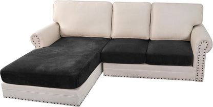 H.VERSAILTEX Velvet Stretch Sectional Couch Covers 3 Pieces Sofa Seat Cushion Covers L Shape