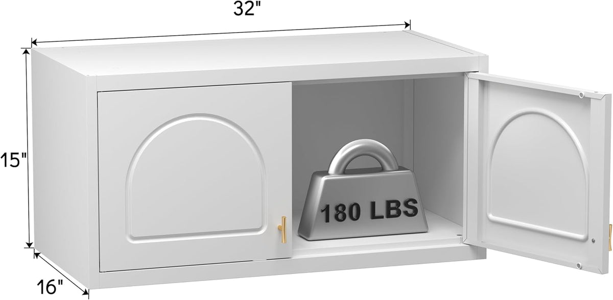Wall Cabinet with Doors, Small Hanging Cabinet for Kitchen Pantry, Metal Overhead Cabinets for