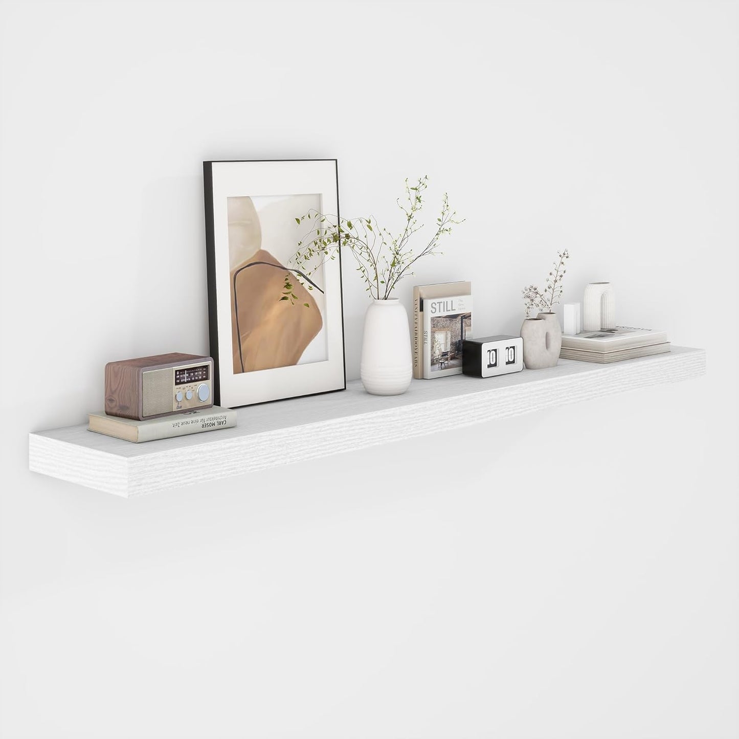 Fun Memories 48 Inch Floating Shelves - Fireplace Mantel Shelf - Deep Wall Mounted Wood Storage
