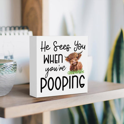 Funny Highland Cow Bathroom Decor Are You Pooping Sign Highland Cow Gifts for Women Highland Cow