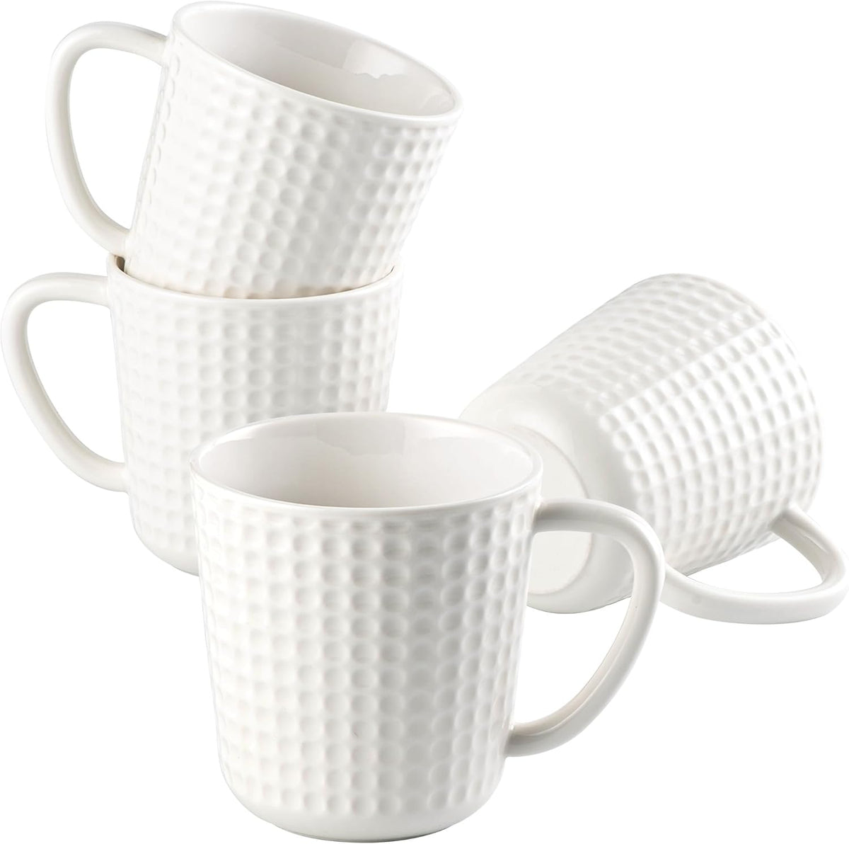 Ceramic Coffee Mugs 15 oz, Large Waffle Embossed Mug Set, Coffee Cups for Latte, Cappuccino, Cocoa