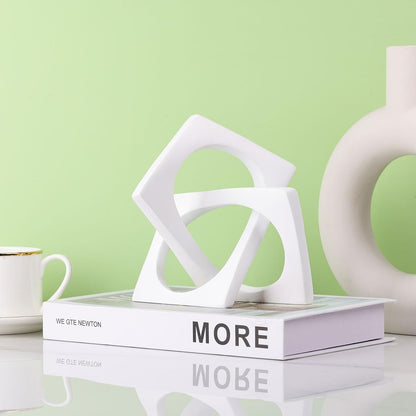 XMGZQ White Knot Statue for Coffee Table Centerpiece Decor,Modern Abstract Art Geometric Sculpture