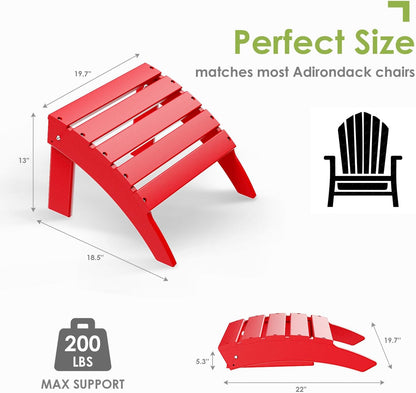 GREENVINES Adirondack-Ottoman | Set of 2 | HDPE Plastic | Outdoor Footrest | All Weather | Foot