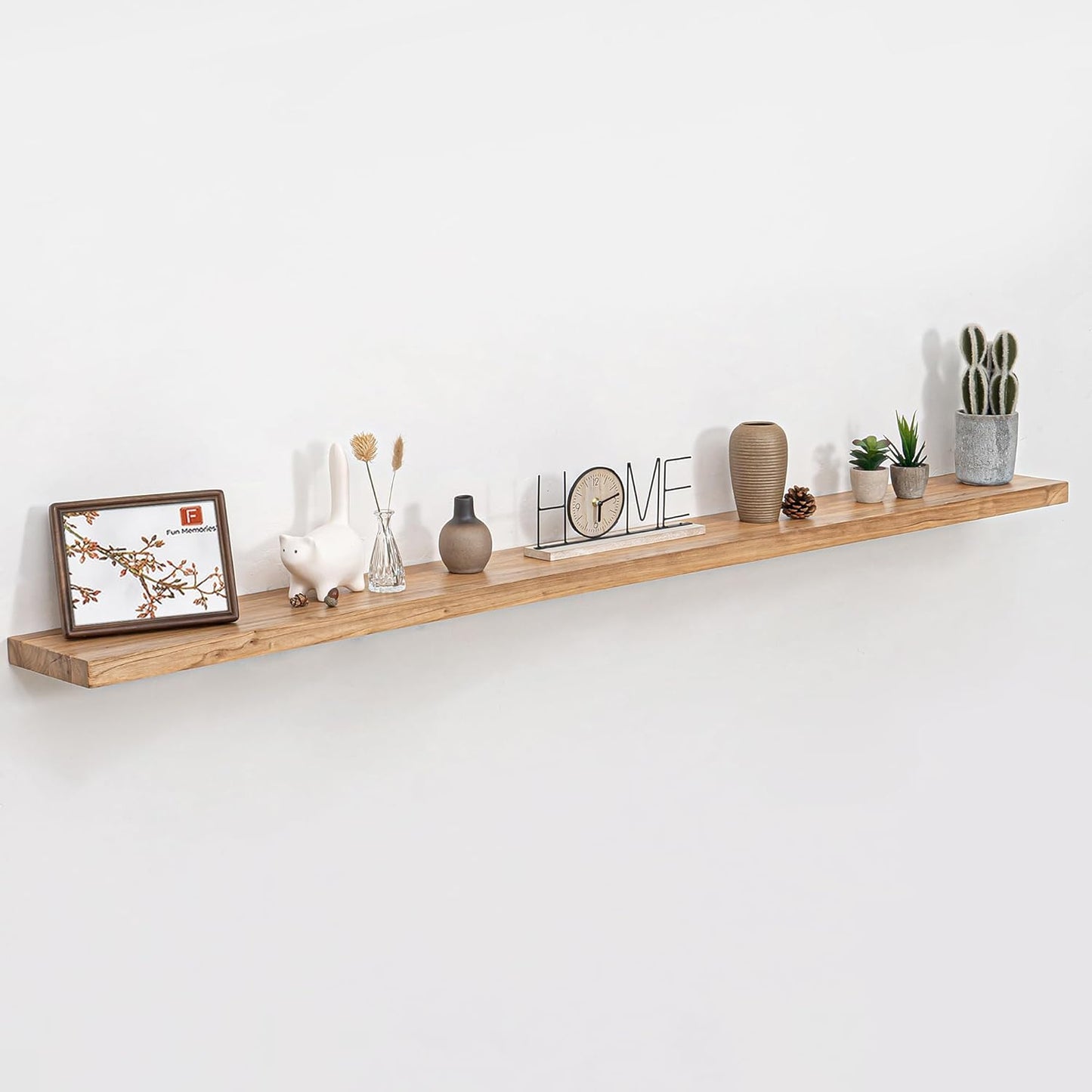 Fun Memories 72 Inch Floating Shelves for Wall, Elm Wood Floating Shelves for Home Décor