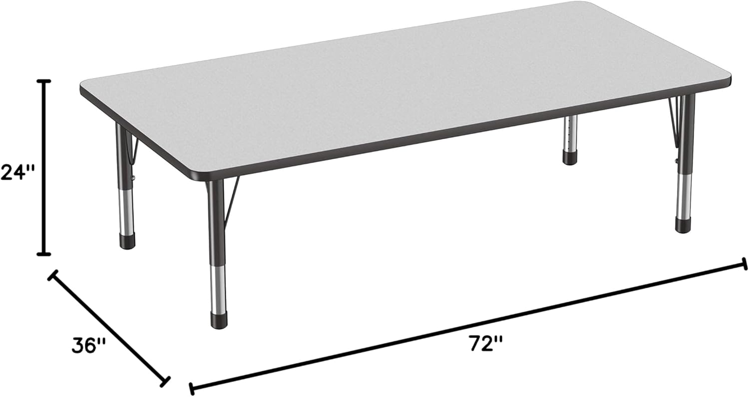 FDP Rectangle Activity School and Classroom Kids Table (36 x 72 inch), Toddler Legs, Adjustable