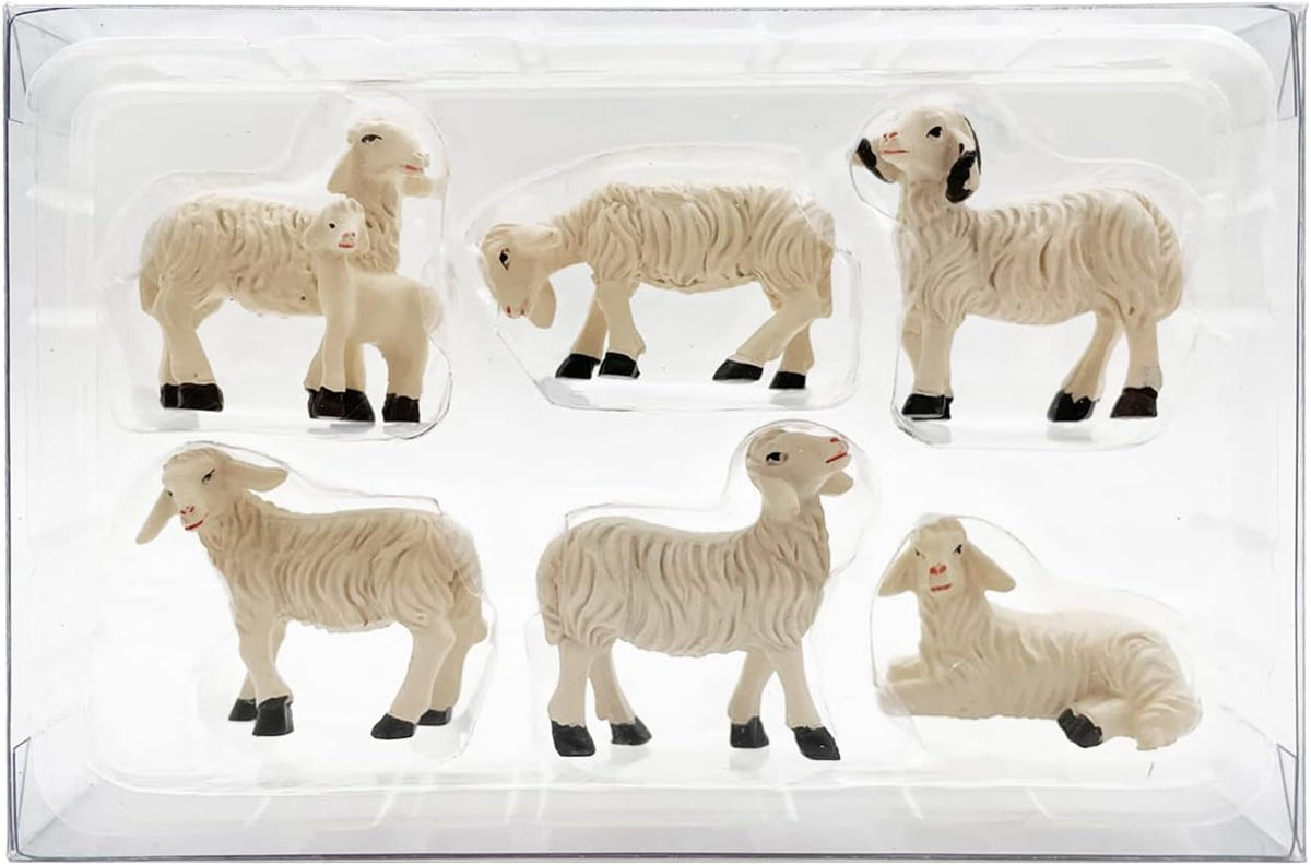 Miniature Garden Figurines Set of 6 Sheep Statues - Outdoor Decor Art for Fall Winter - Patio
